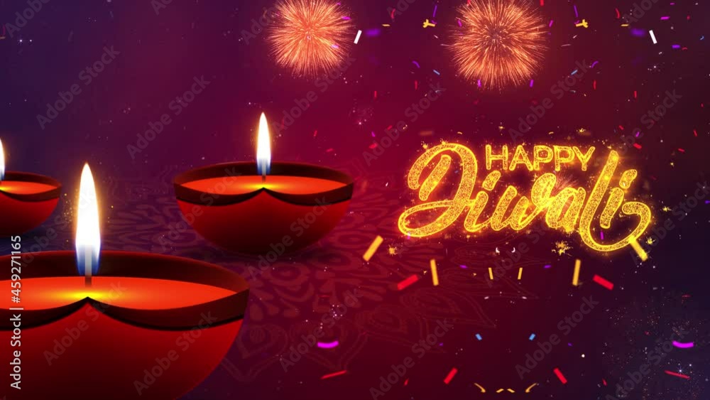 Beautiful Happy Diwali festival greeting card for Hindu festival Diwali Loop background. Diwali festival celebration in India. Wishes, Events, Message, holiday. without text version included.