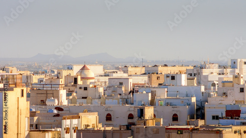 Middle East city view, sunrise with clear skies  (City of Medina, Saudi Arabia)