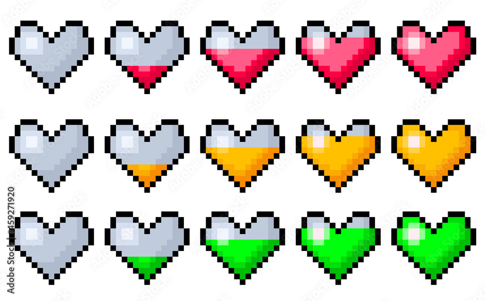 Pixel Illustration of Filling hearts