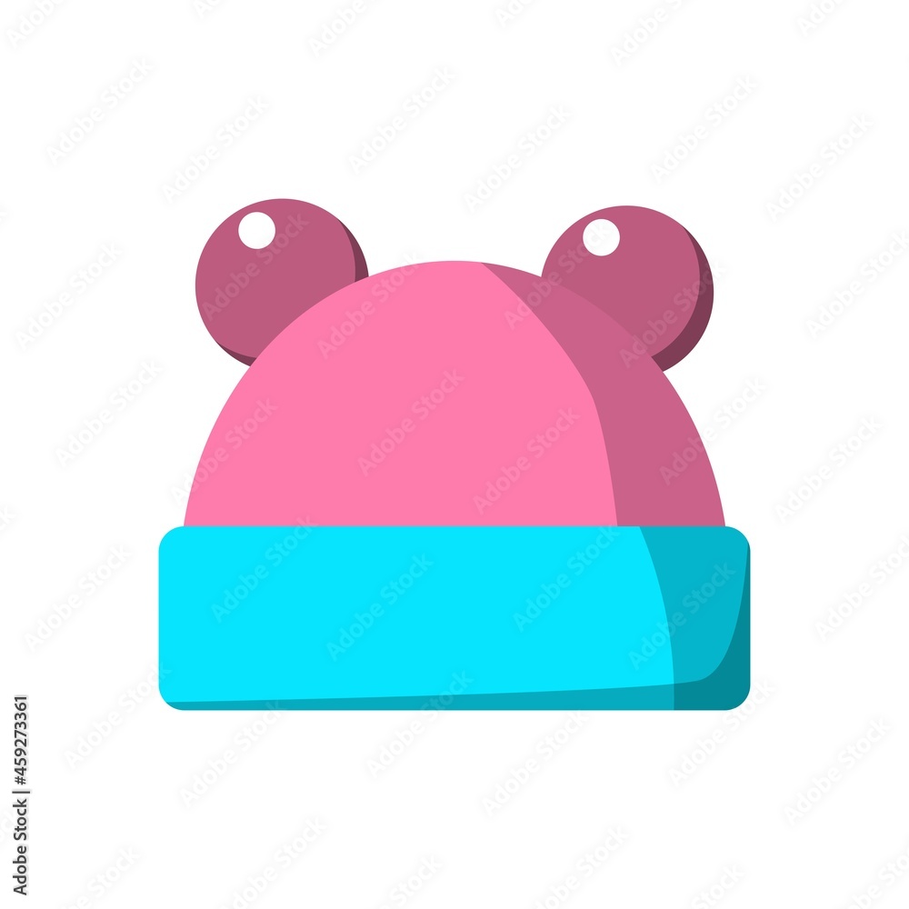 green and violet woolen cap symbol, vector isolated on white background, design for winter season, illustration in flat style green and violet woolen cap symbol, vector isolated on white background, design for winter season, illustration in flat style