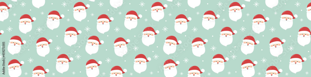 Concept of a seamless pattern with happy Santa Claus. Xmas background. Banner. Vector Concept of a seamless pattern with happy Santa Claus. Xmas background. Banner. Vector