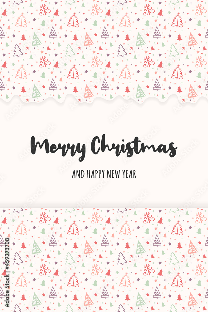 Christmas card with hand drawn trees and wishes. Vector Christmas card with hand drawn trees and wishes. Vector