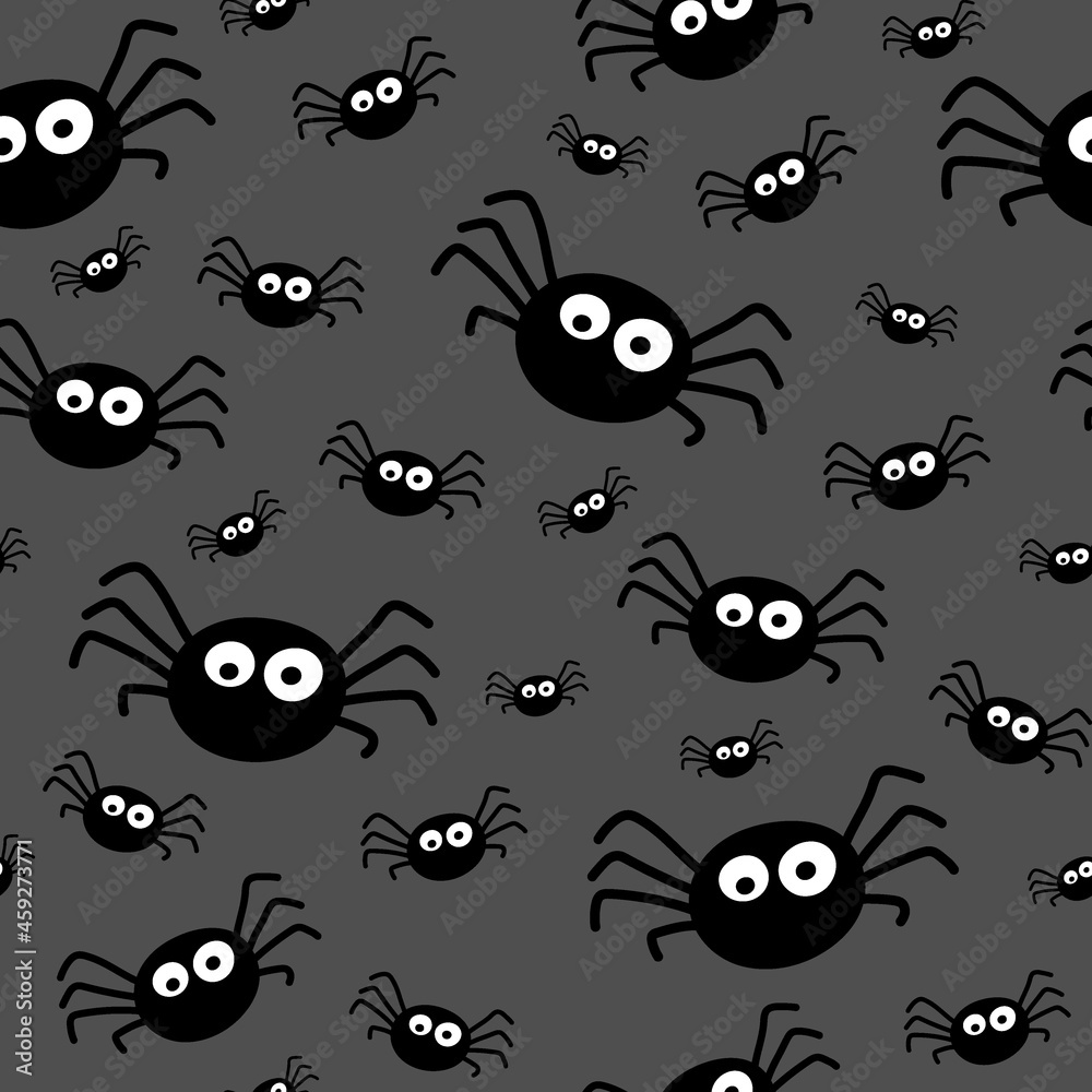 Design of Halloween pattern with funny spiders. Vector Design of Halloween pattern with funny spiders. Vector
