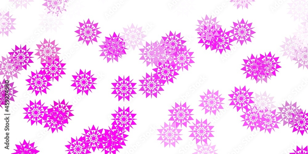 Light pink vector beautiful snowflakes backdrop with flowers.