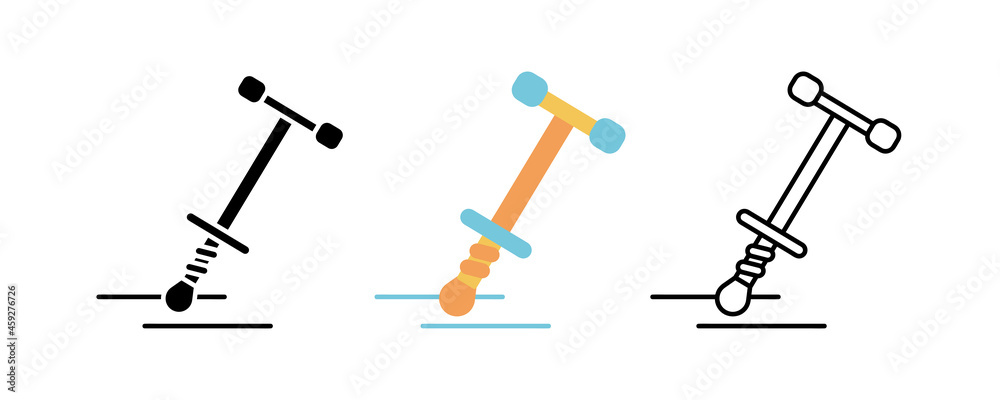 Jumpy toy icon set. Fun and game icon. Child toy set. Editable row set. Silhouette, colored, linear icon set. Jumpy toy icon set. Fun and game icon. Child toy set. Editable row set. Silhouette, colored, linear icon set.