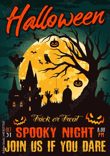 Halloween night vintage colorful poster