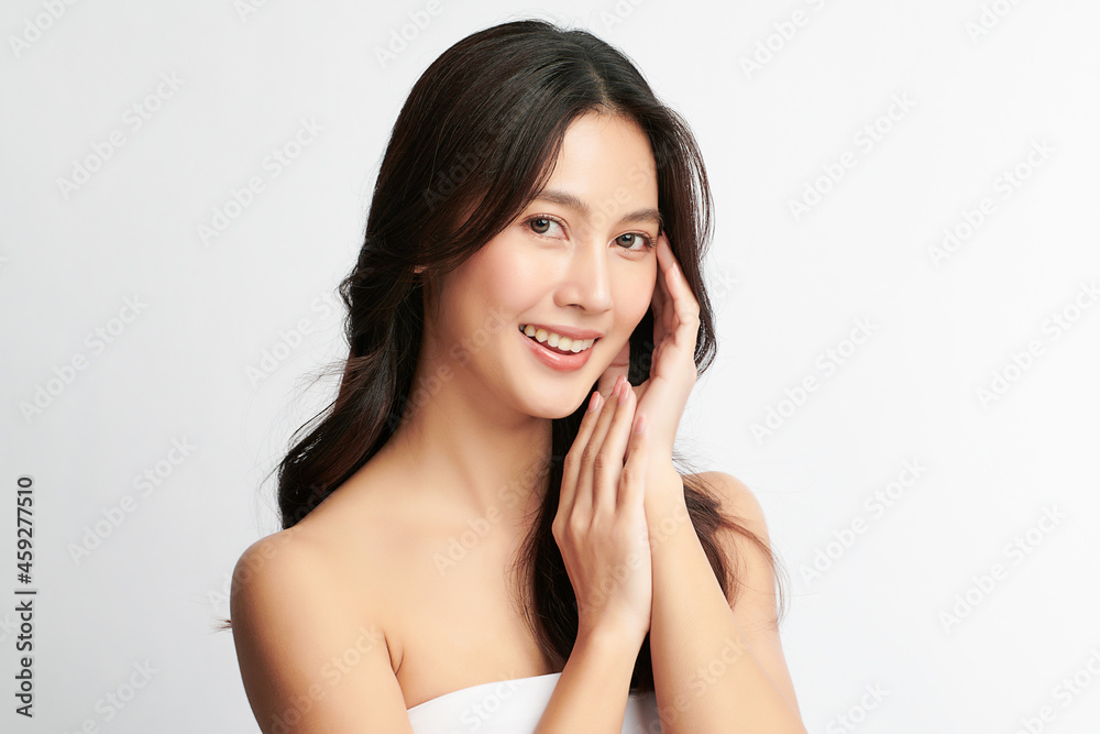 Beautiful young asian woman with clean fresh skin on white background, Face care, Facial treatment, Cosmetology, beauty and spa, Asian women portrait. Beautiful young asian woman with clean fresh skin on white background, Face care, Facial treatment, Cosmetology, beauty and spa, Asian women portrait.