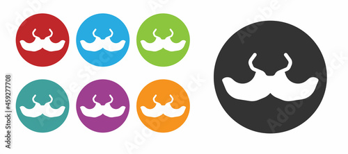 Black Mustache icon isolated on white background. Barbershop symbol. Facial hair style. Set icons colorful. Vector
