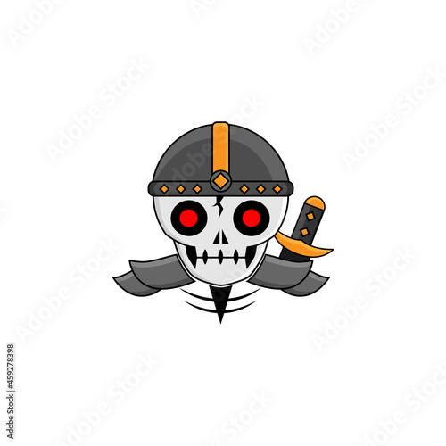 good skull warrior vector graphic illustration for mascot logo..