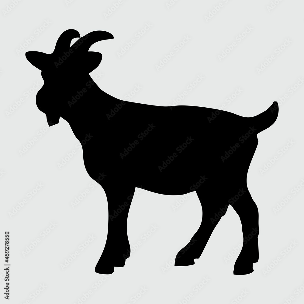 Goat Silhouette, Goat Isolated On White Background Goat Silhouette, Goat Isolated On White Background