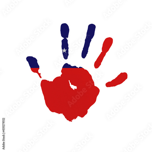 Cuadro en lienzo World countries. Hand print in colors of national flag. Samoa