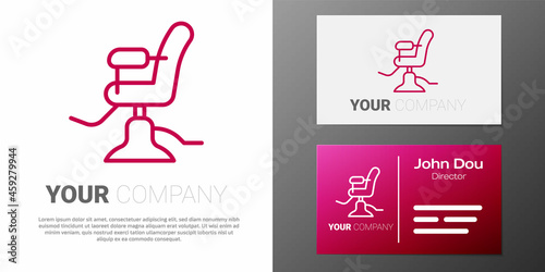 Logotype line Barbershop chair icon isolated on white background. Barber armchair sign. Logo design template element. Vector