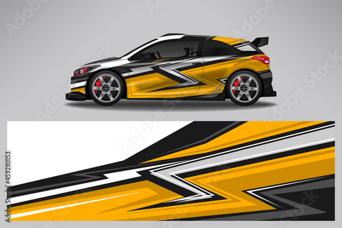 Wrap car vector design decal. Graphic abstract line racing background design for vehicle  race car  rally  adventure livery camouflage.