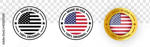 Set of made in the usa labels. Made in the usa logo. American product emblem. Vector illustration.