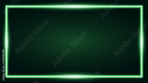Square rectangle picture frame with green neon