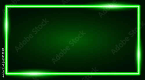 Square rectangle picture frame with green neon