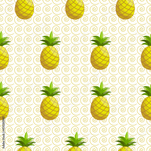 pineapples fruit fabric vector illustration seamless pattern