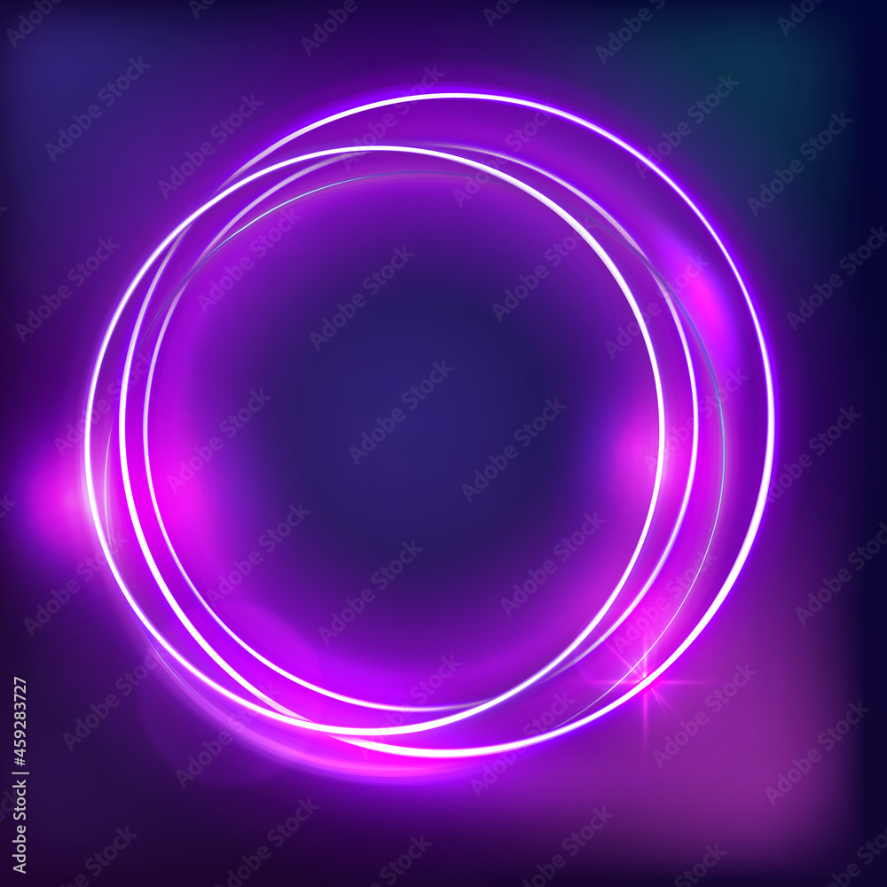 Obraz premium Neon Frames Set, Illuminated Fluorescent Geometric Shapes