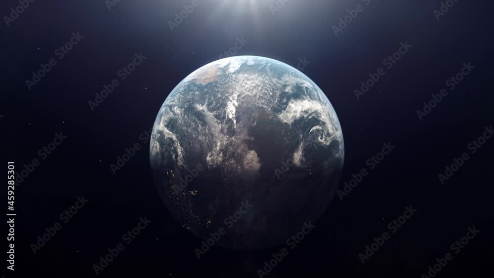 Approaching Planet Earth as it Spins into View