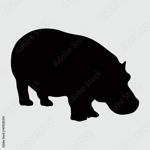 Hippo Silhouette, Hippo Isolated On White Background