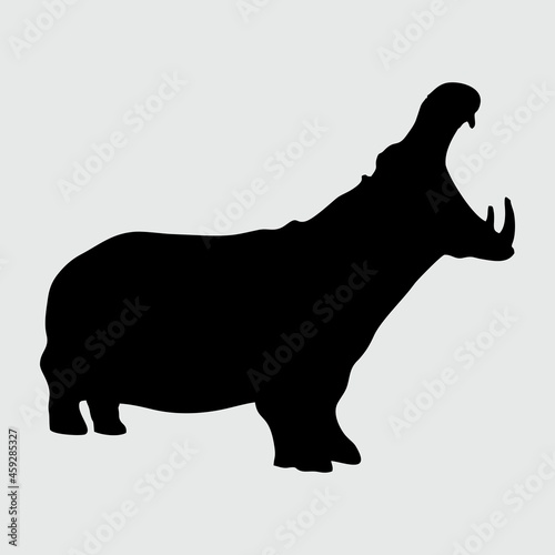 Hippo Silhouette, Hippo Isolated On White Background