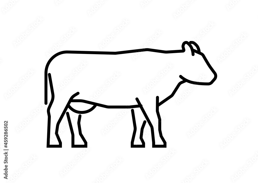 Cow standing icon, basic black line symbol. Vector illustration isolated on white background. Cow standing icon, basic black line symbol. Vector illustration isolated on white background.