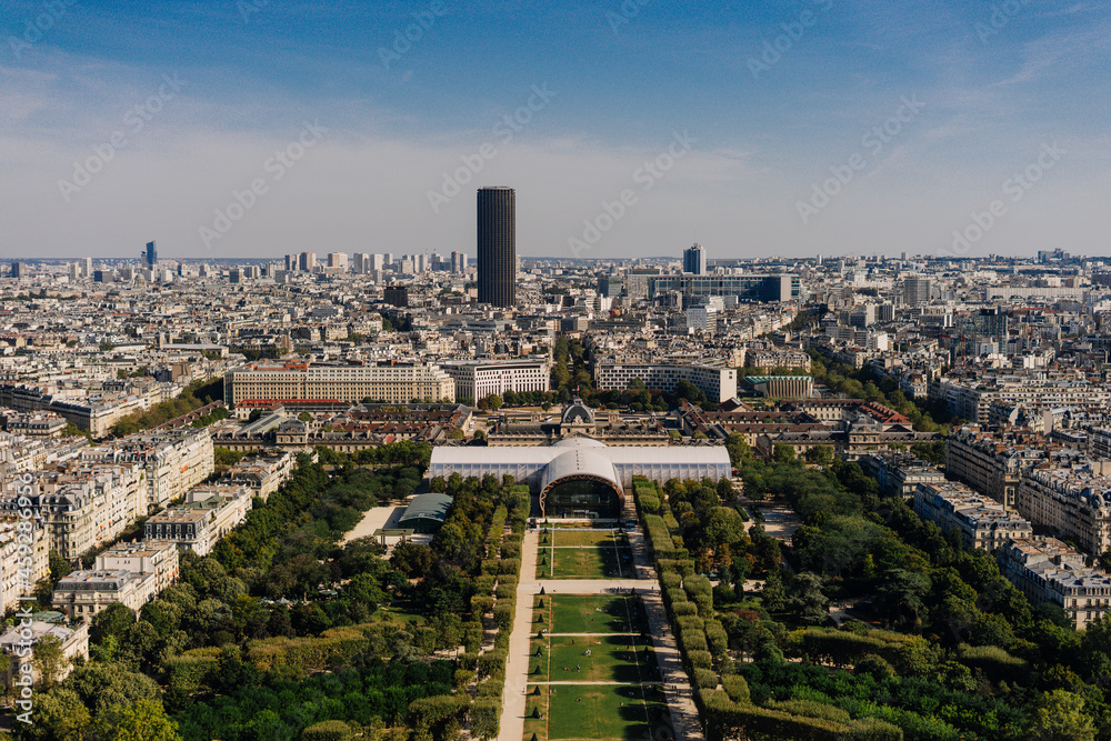 Landscape of Paris from the first floor of the Eiffel Tower