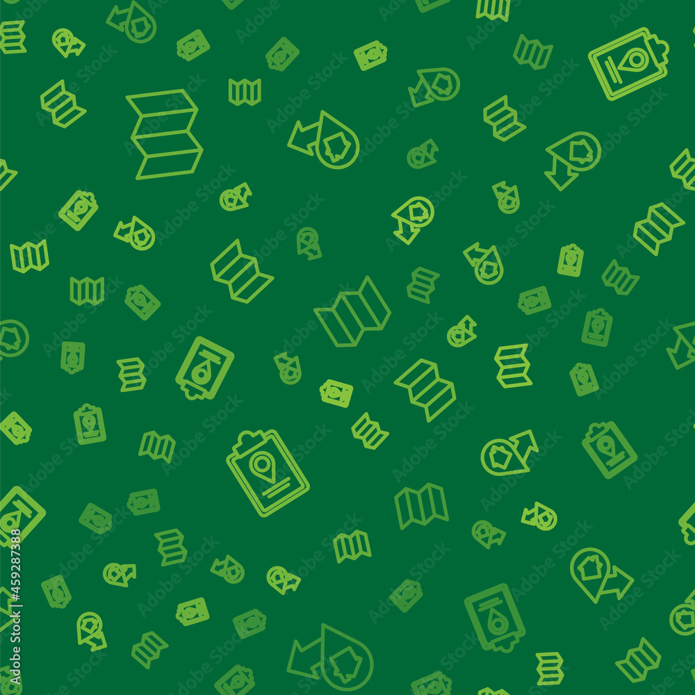Set line Folded map, with location marker and Location house on seamless pattern. Vector Set line Folded map, with location marker and Location house on seamless pattern. Vector