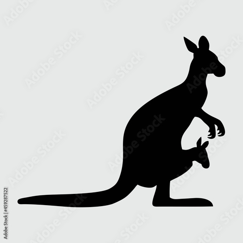 Kangaroo Silhouette, Kangaroo Isolated On White Background