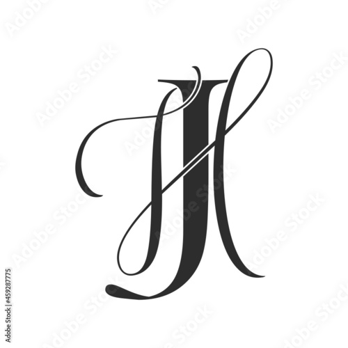 jh,hj, monogram logo. Calligraphic signature icon. Wedding Logo Monogram. modern monogram symbol. Couples logo for wedding