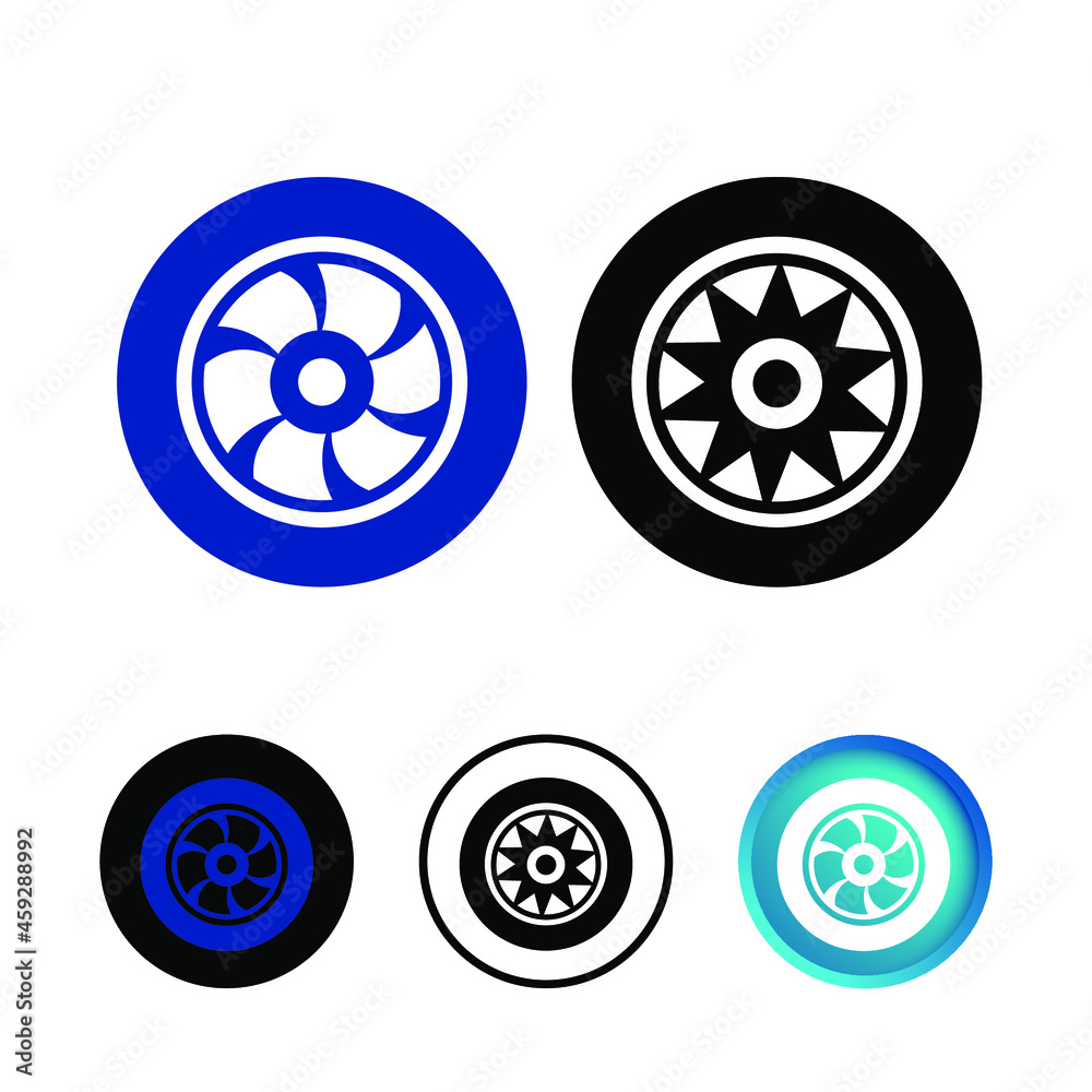 Abstract Car Wheel Icon Set Abstract Car Wheel Icon Set