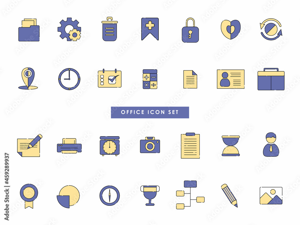 Set of office icon break line style Set of office icon break line style