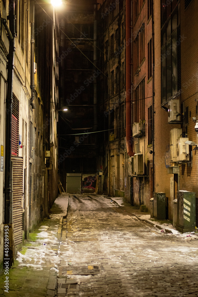Fototapeta premium narrow street on an icy night