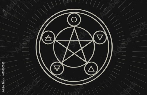 Wheel of the year vector design. Occult wicca symbols illustration