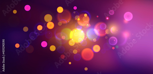 Abstract Glowing Background with Colorful Circle Bokeh
