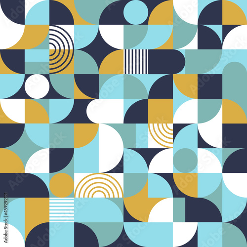 Geometric minimalistic seamless vector pattern. Multicolored abstract flat scandinavian pattern.