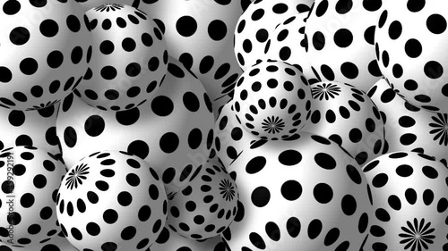 Black and white rotating balls loopable motion background