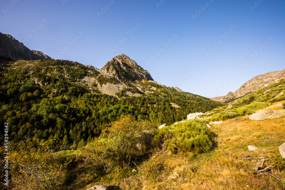 Mountain landscape in Campcardos valley, Pyrenees, France Mountain landscape in Campcardos valley, Pyrenees, France