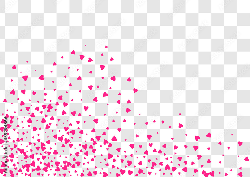 Pink Hearts Vector Transparent Backgound. Paper