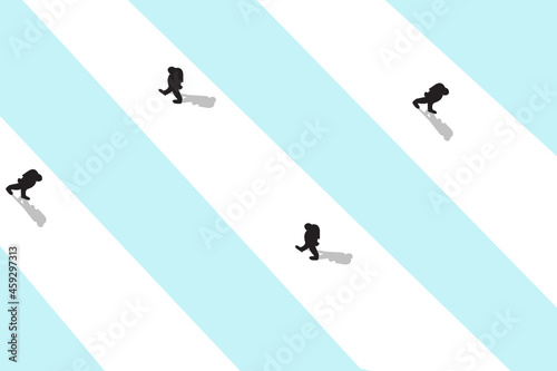 Top view of people walking with Long Shadows. Businessman of success concept. differnt directions