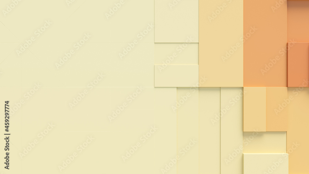 Orange and Yellow 3D Blocks neatly organized to make an abstract Tech background. 3D Render with copy-space. Orange and Yellow 3D Blocks neatly organized to make an abstract Tech background. 3D Render with copy-space.