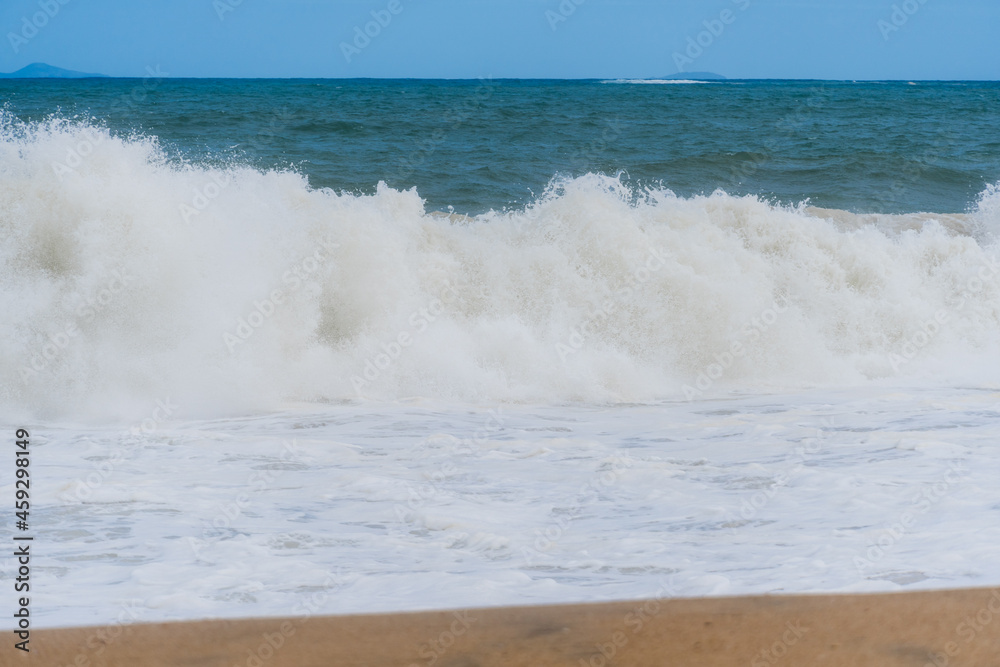 Strong waves in the sea at Rio das Ostras beach, in Rio de Janeiro.