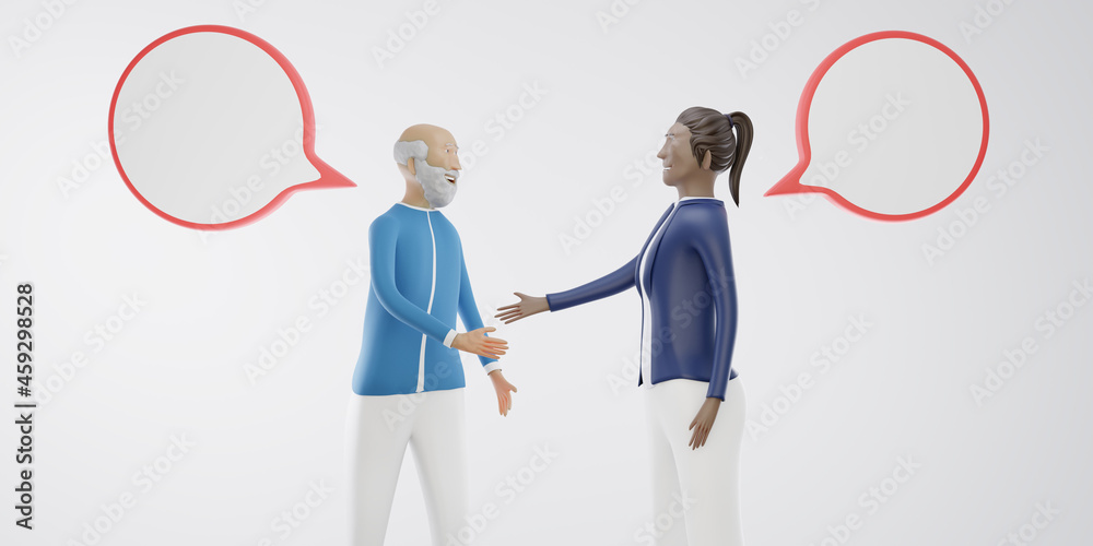 3D Illustration teamwork corporate with empty speech bubbles for own text on white background 3D Illustration teamwork corporate with empty speech bubbles for own text on white background