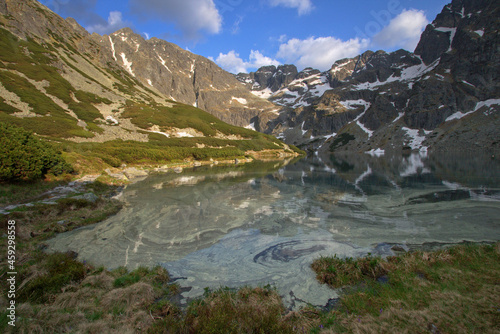 Fototapeta Naklejka Na Ścianę i Meble -  Pollen in Black Lake, Gasienicowa Valley, Tatra Mountains, Poland
