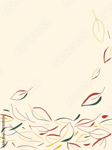 Autumn Fall background light with falling leaves red, orange, green illustration