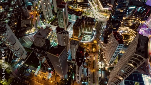Metropolis Hyperlapse of Corporate and residential buildings in Andares Guadalajara at night aerial drone 4k photo