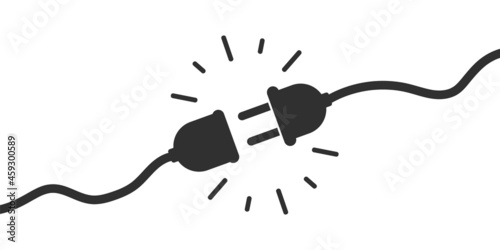 Electric socket with plug. Connect disconnect symbol. Vector illustration.