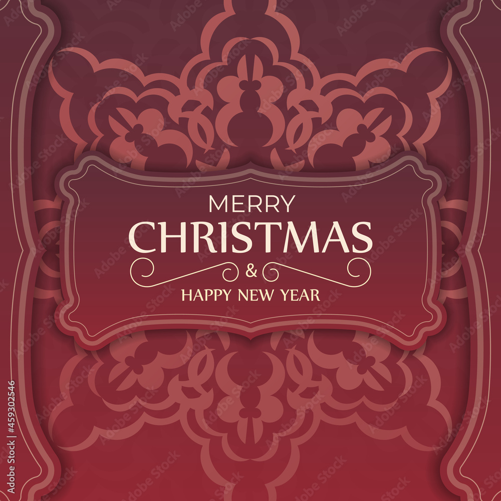 Happy New Year Greeting Card Template Red Color Abstract Pattern Happy New Year Greeting Card Template Red Color Abstract Pattern