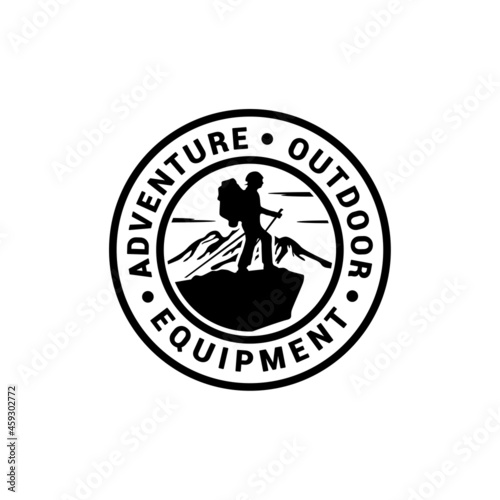 Mountain, Adventurer and Sky for Hipster Adventure Traveling  Shop logo design inspiration