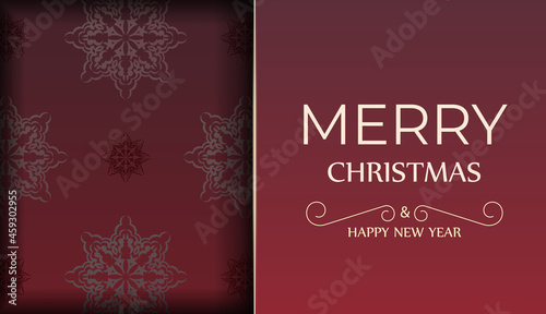 Red Color Happy New Year Brochure Template with Luxury Pattern